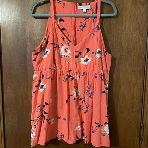 Boutique v-neck, high back, tank with adjustable straps and zipper